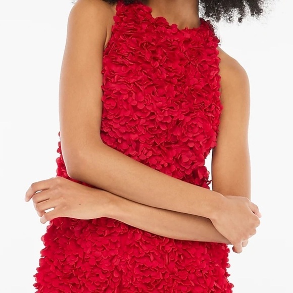 J Crew Factory Rosette mini dress in Deep Ruby Red size 0 NWT CE631 - Picture 3 of 12